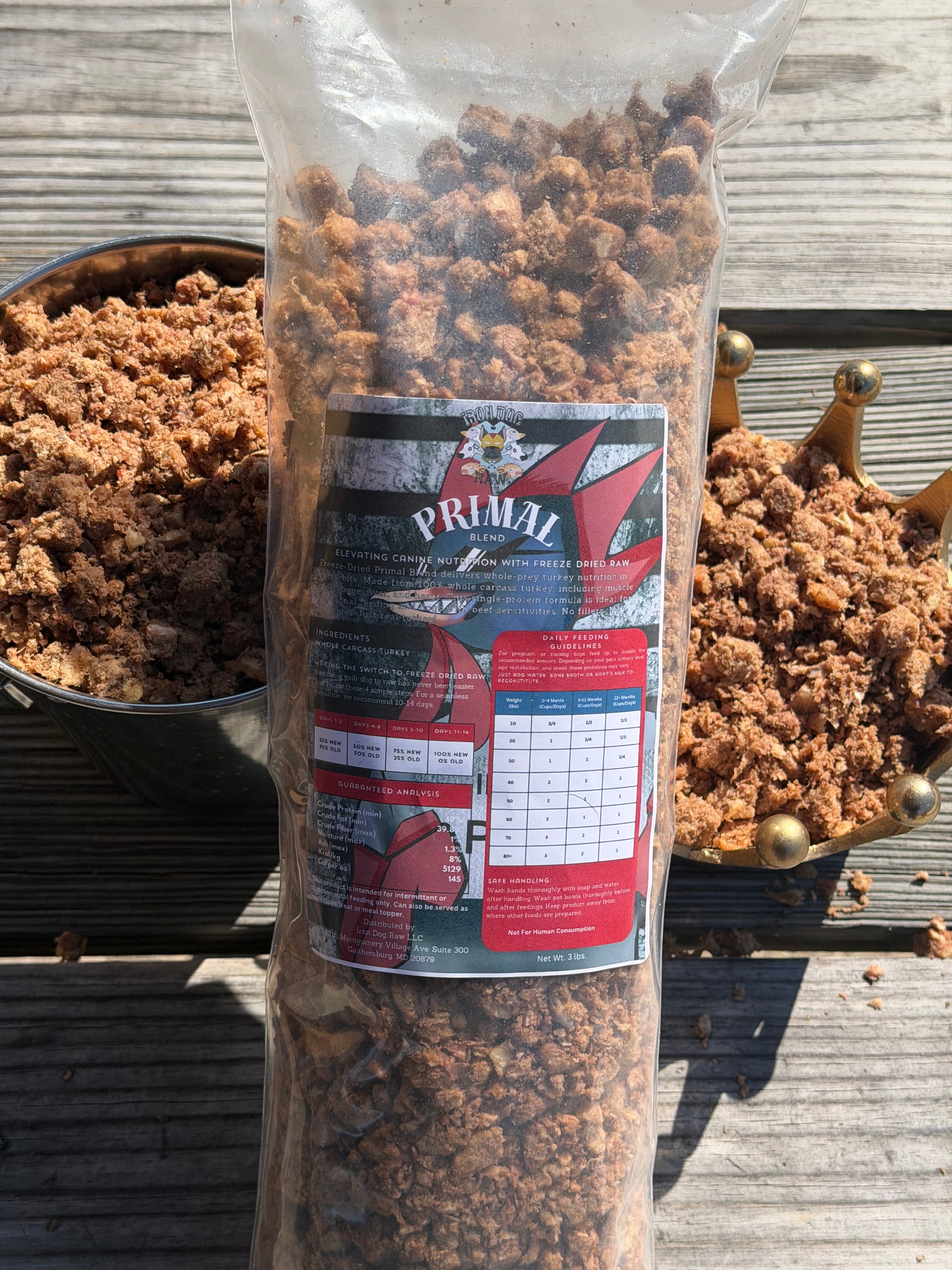 Freeze Dried Raw Dog Food - Primal Blend (Whole Carcass Turkey) (Small Batch)